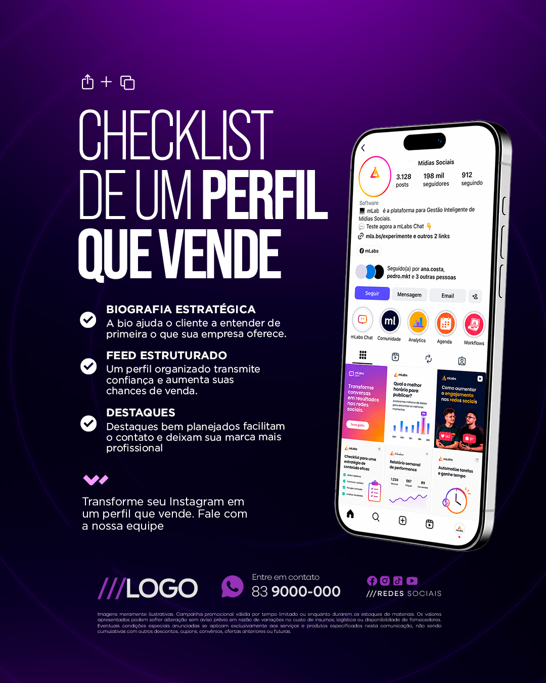Marketing Digital Checklist de Um Perfil Que Vende PSD Editável