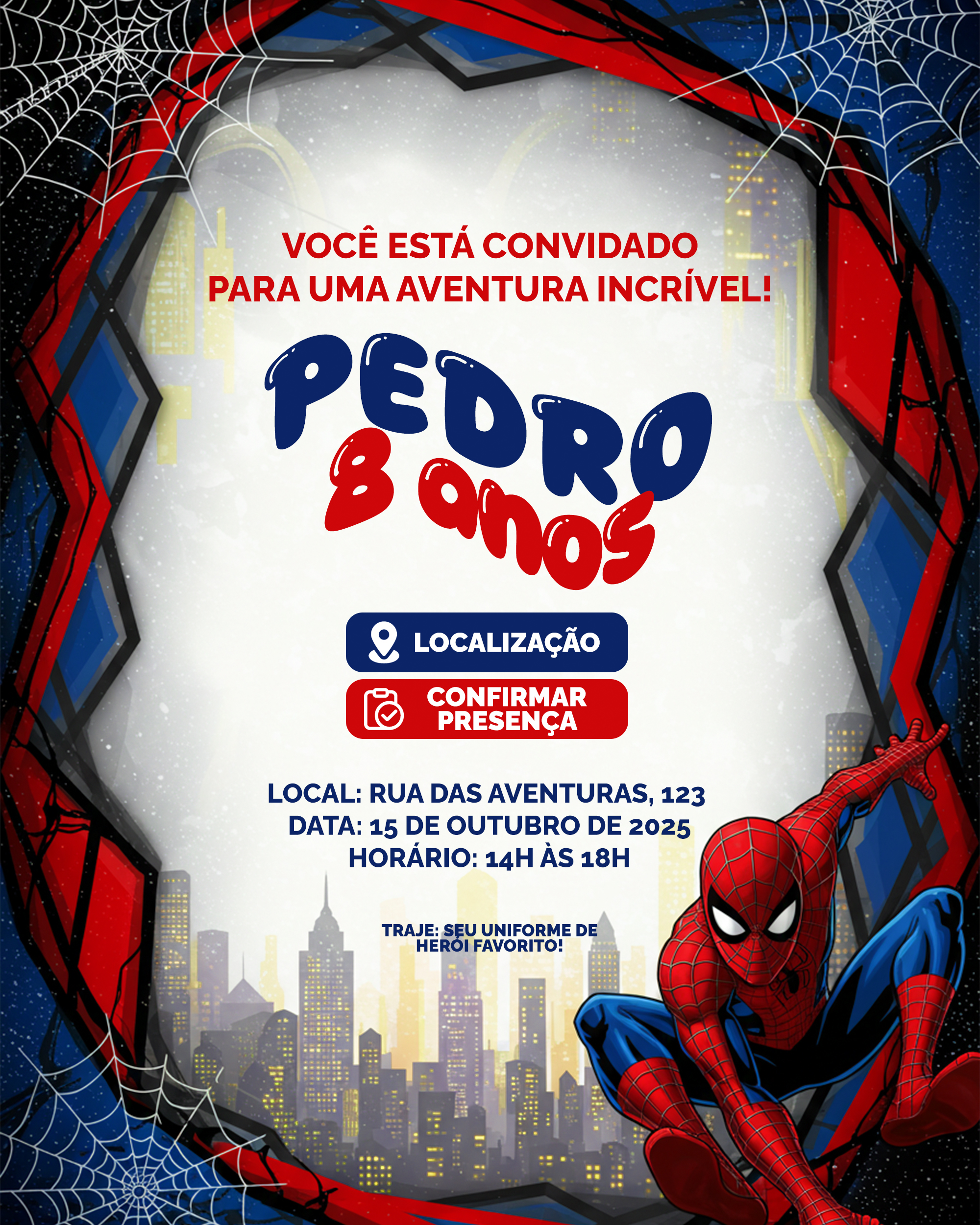 CONVITE INFANTIL EDITÁVEL HOMEM ARANHA