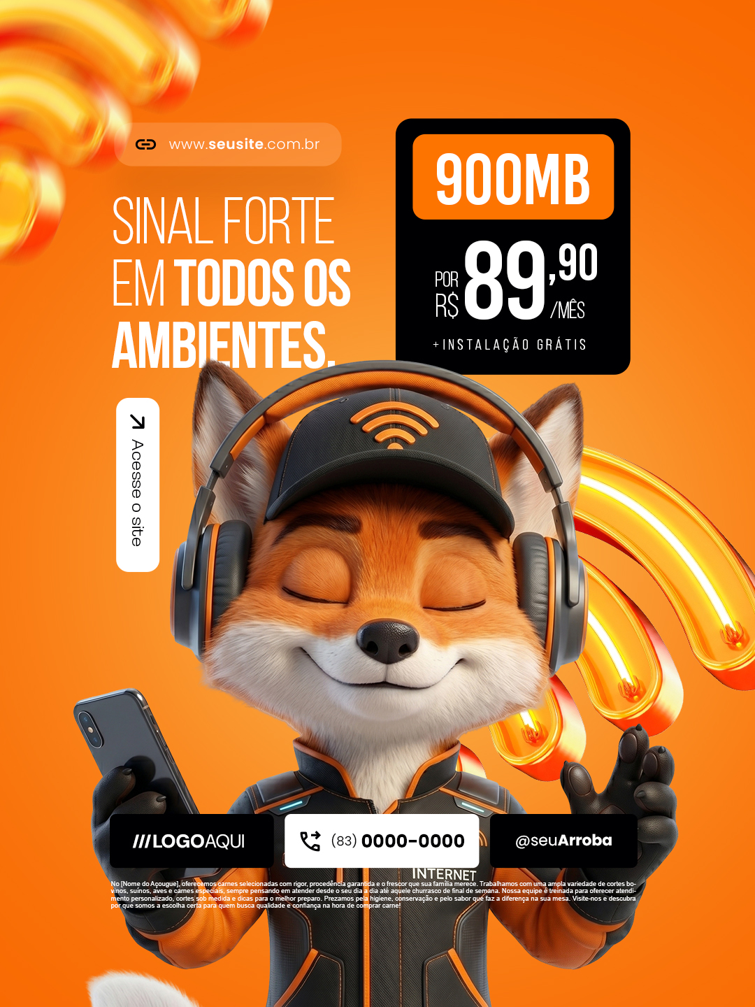 Provedor de Internet Sinal Forte Em Todos os Ambientes PSD Editável