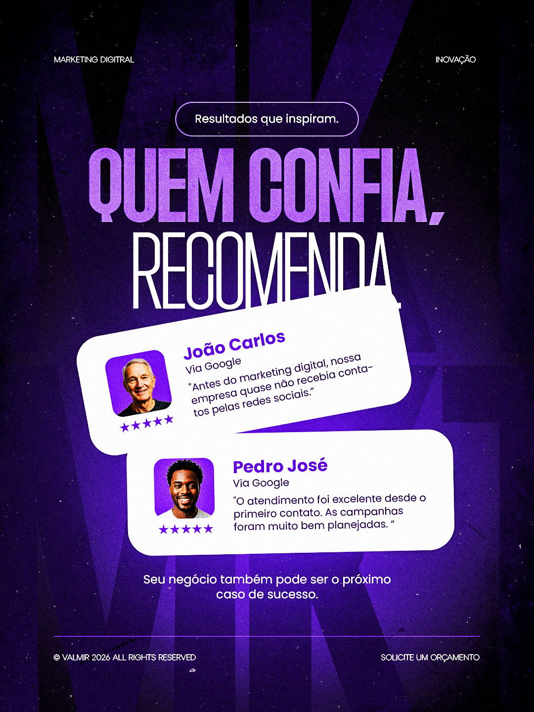 Marketing Digital Quem Confia Recomenda Testemunhos PSD Editável