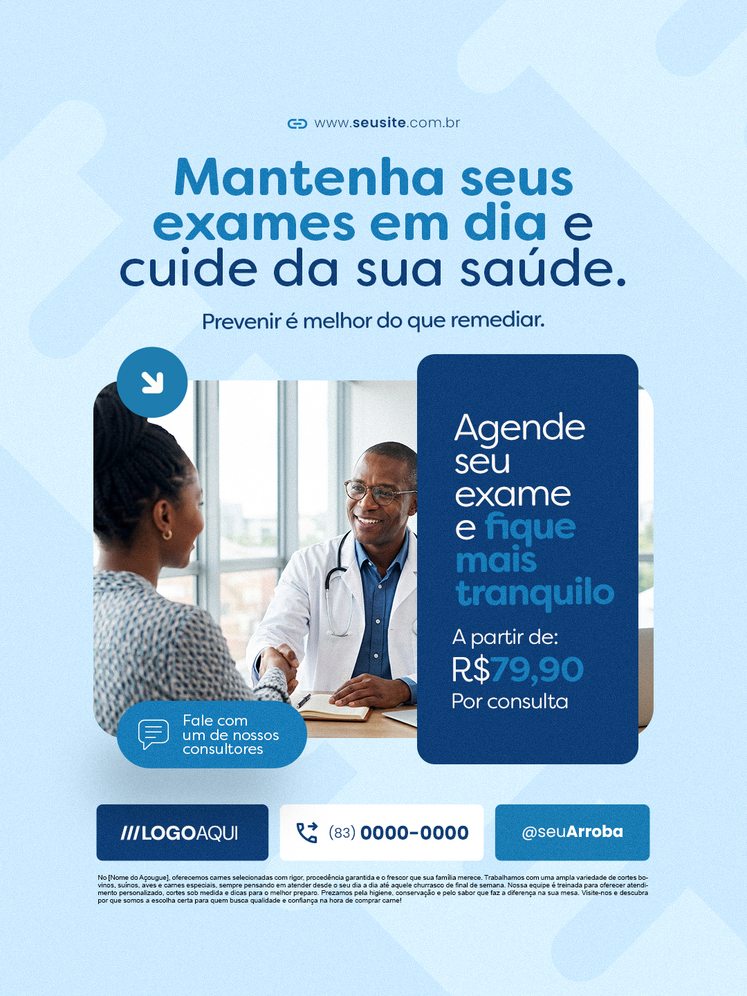 Consultório Médico Mantenha Seus Exames Em Dia Cuide da Sua Saúde PSD Editável