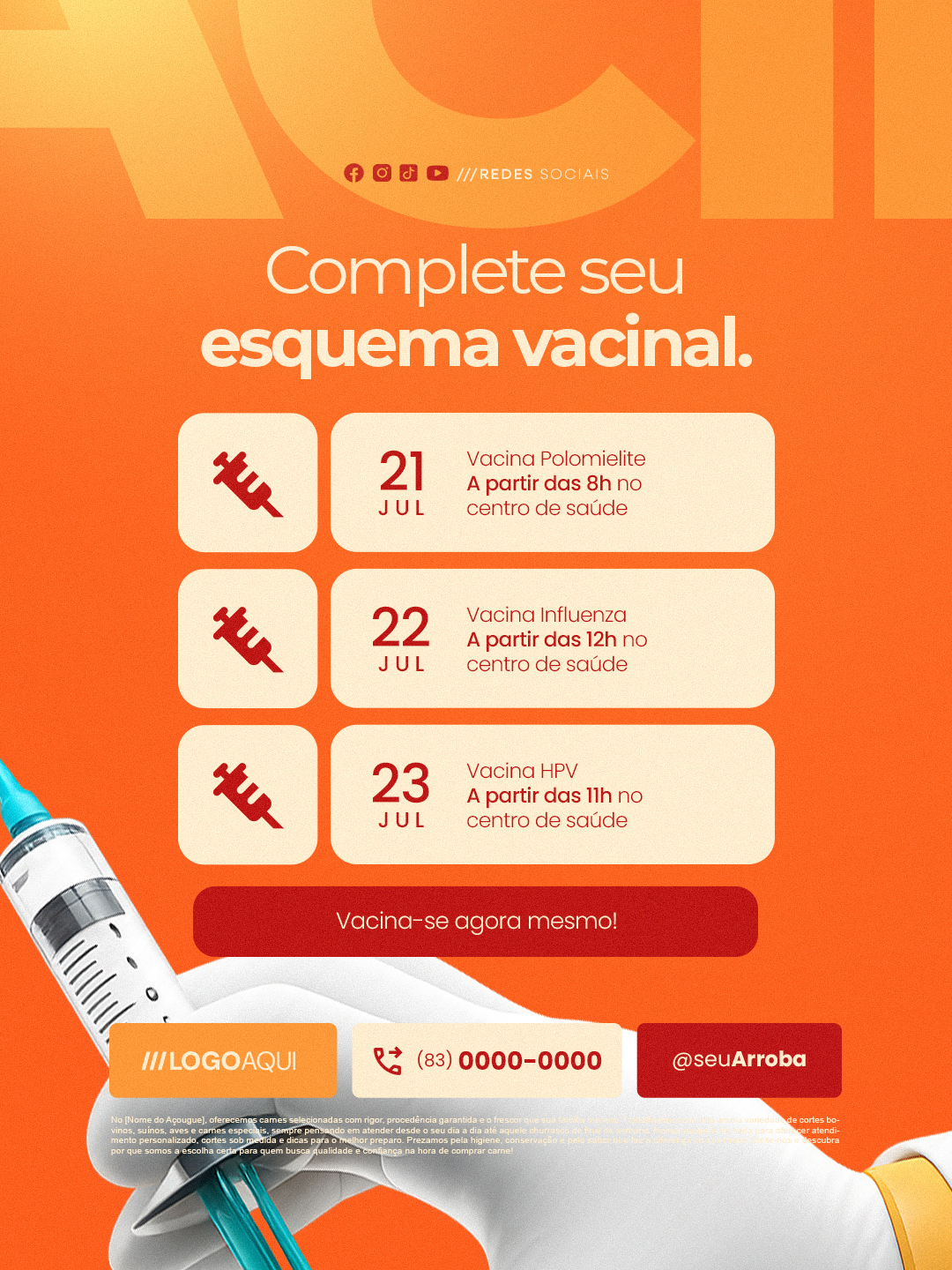Semana da Vacinação Complete seu Esquema Vacinal PSD Editável
