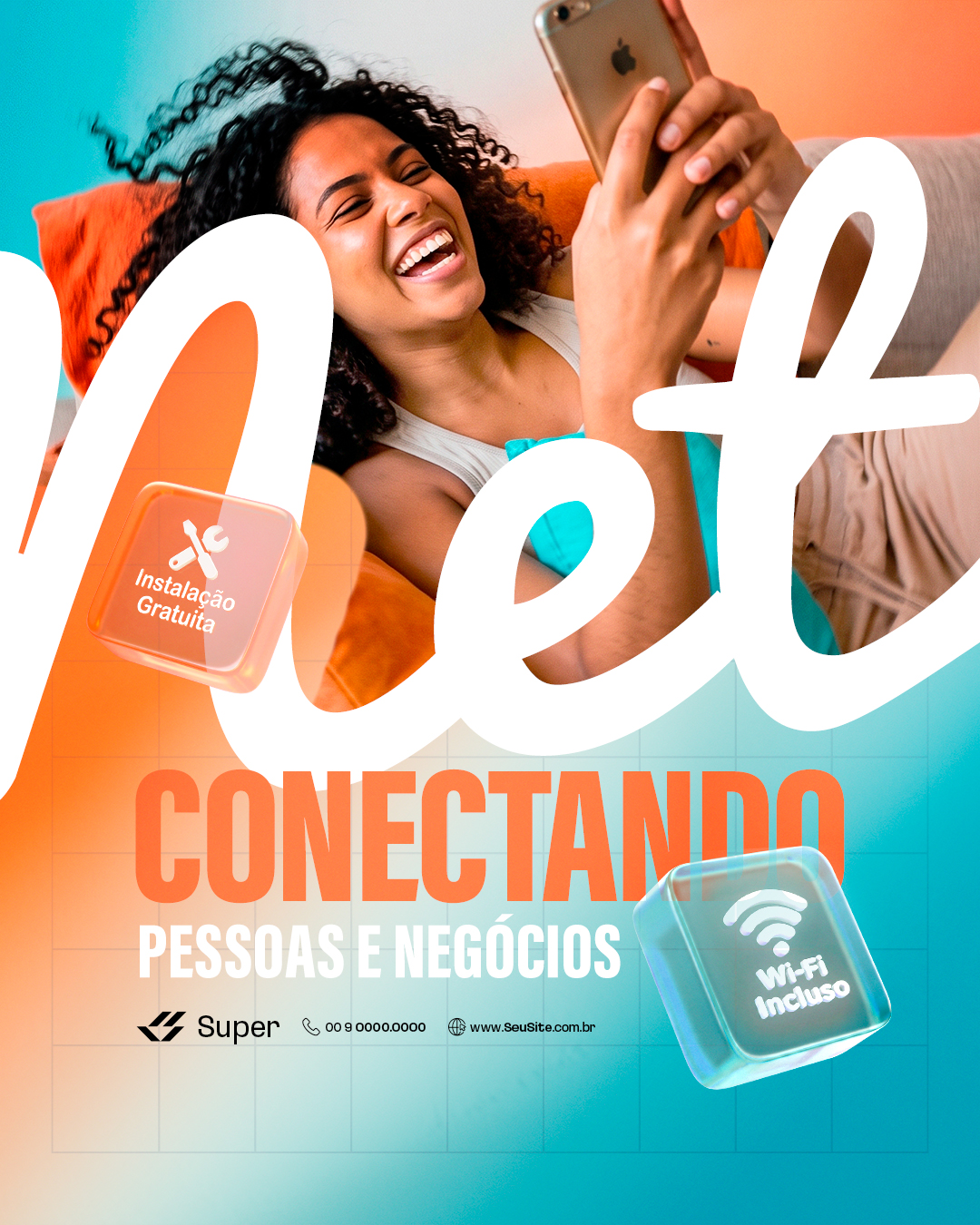 Provedor de Internet Conectando Pessoas e Negócios PSD Editável