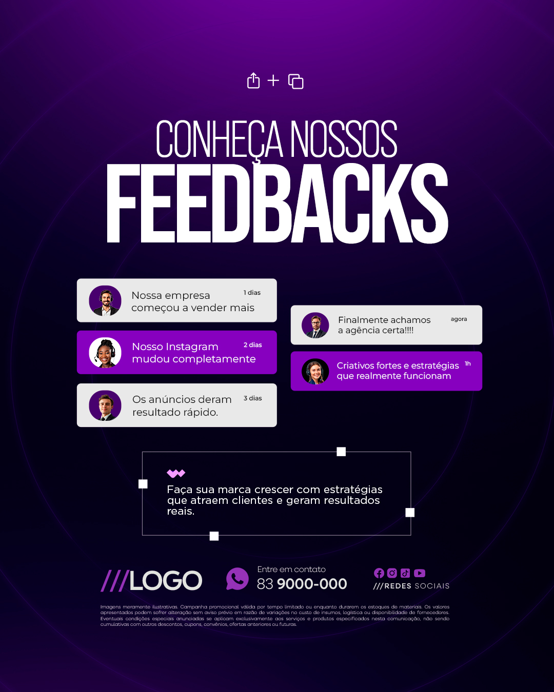 Marketing Digital Conheça Nossos Feedbacks PSD Editável
