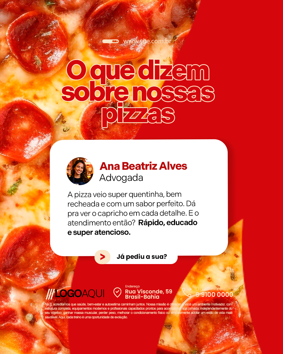 Pizzaria Pizza O Que Dizem Sobre Nossas Pizzas Depoimento PSD Editável