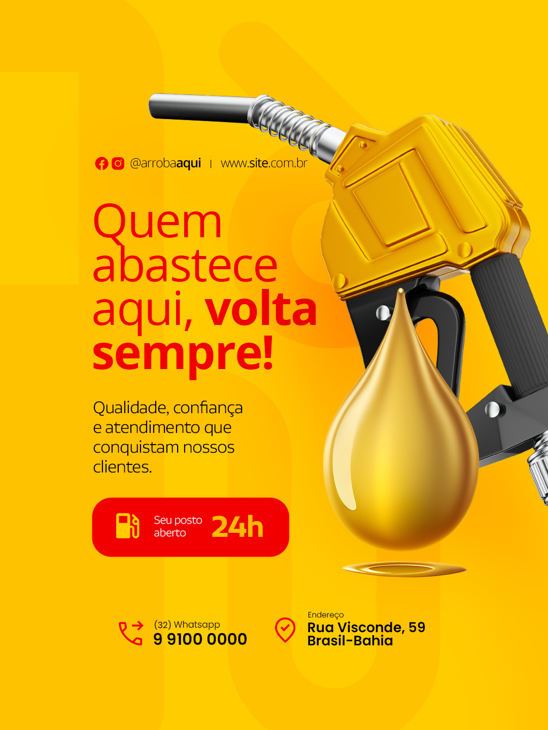 Posto de Gasolina Quem Abastece Aqui Volta Sempre PSD Editável