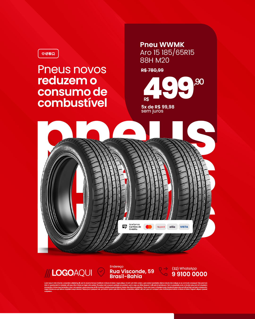Loja de Pneus Novos Reduzem o Consumo PSD Editável