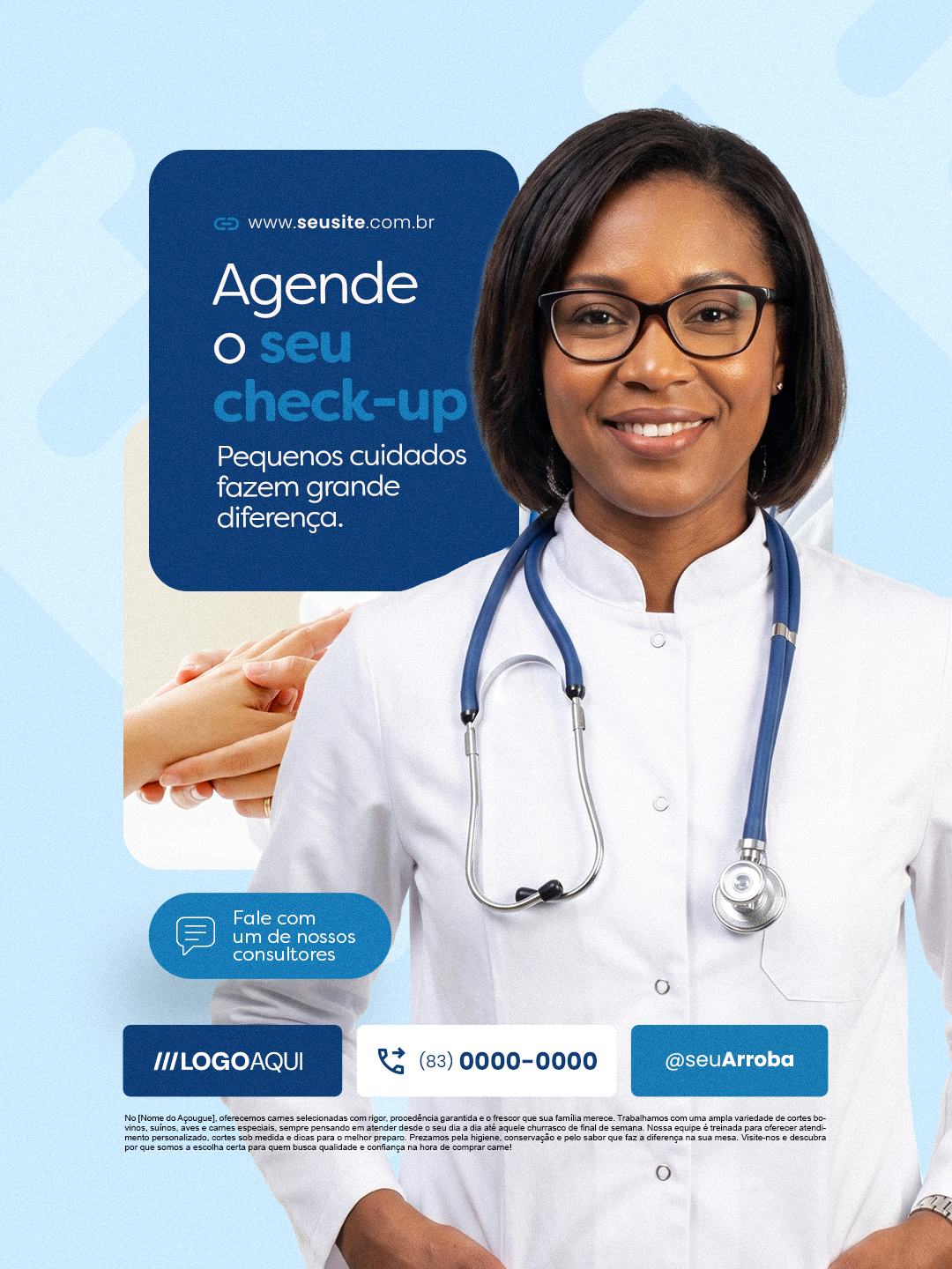 Consultório Médico Agende o Seu Check up Pequenos Cuidados PSD Editável