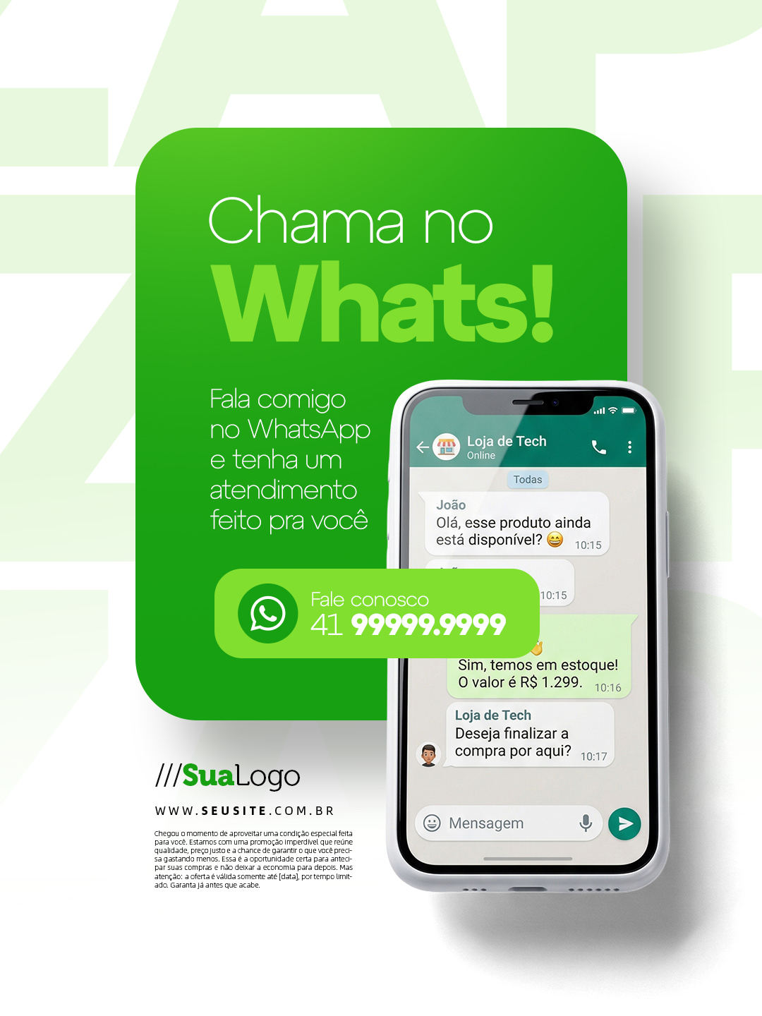 Chama No Whats Fale Comigo e Tenha Um Atendimento Feito Pra Você PSD Editável