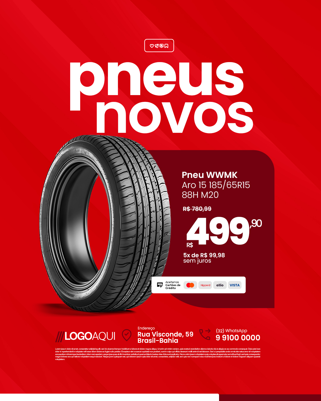Loja de Pneus Oferta Imperdível Pneus Novos PSD Editável