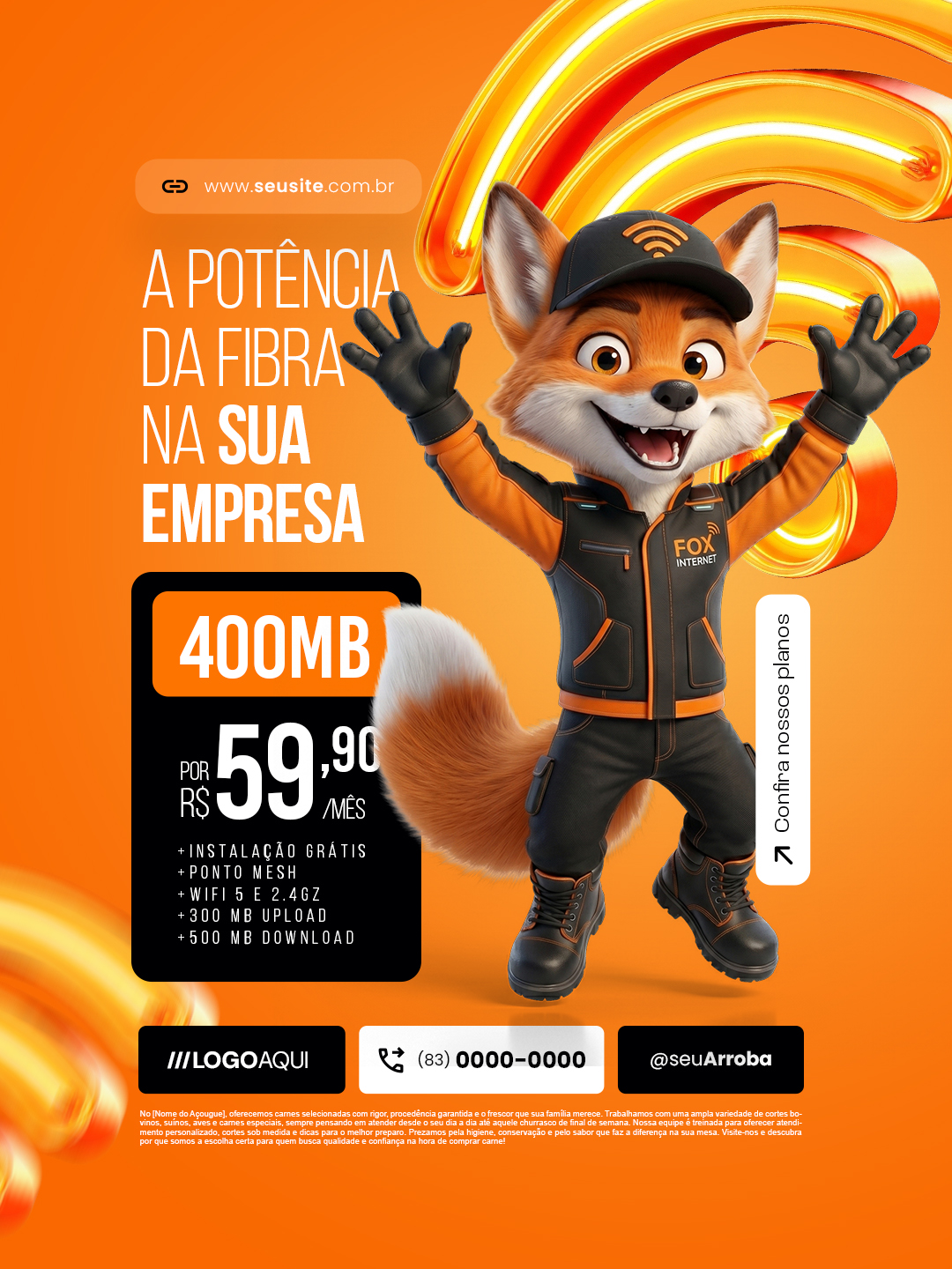 Provedor de Internet Potência da Fibra na Sua Empresa PSD Editável